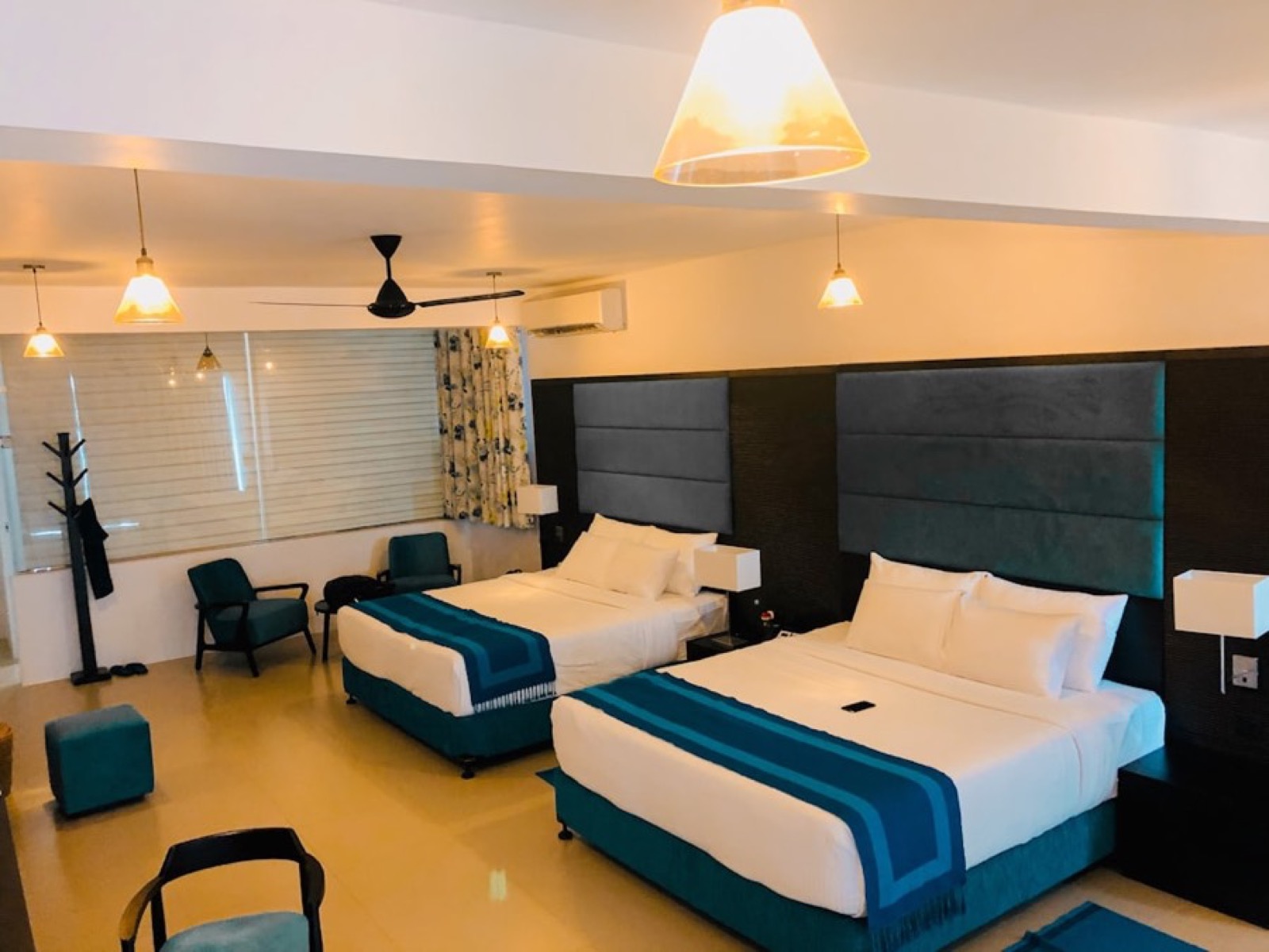 Room with two double beds